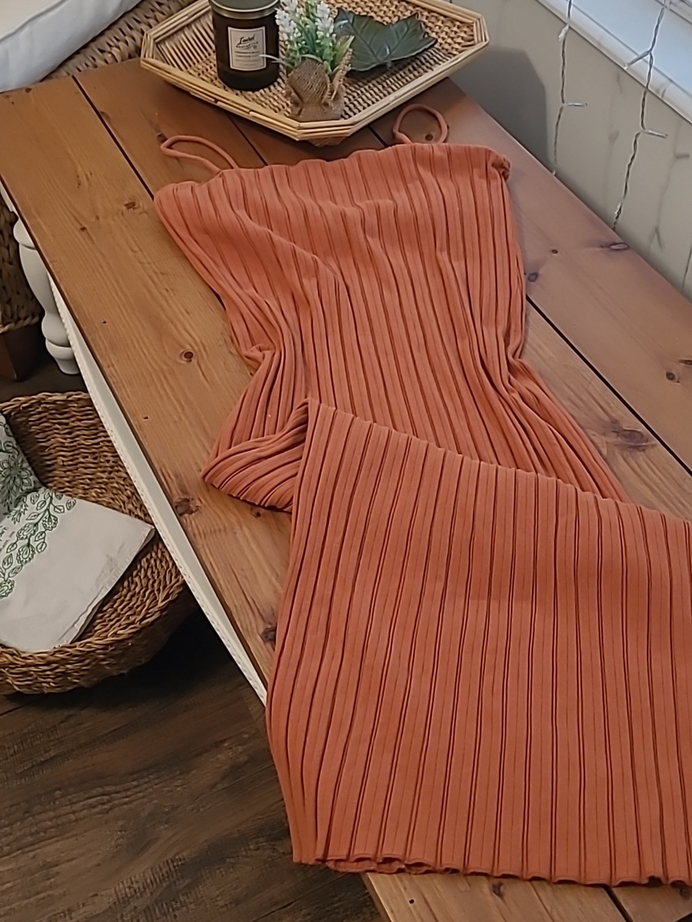 COZe Co Terracotta Ribbed Maxi BodyCon Dress